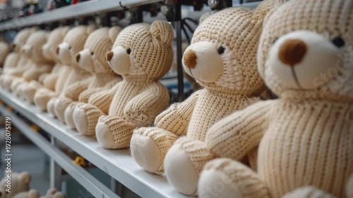 Wallpaper Mural Adorned soft, knitted textures, charming teddy bears sit neatly wooden shelves within cozy, warm workshop, bathed inviting glow afternoon light, creating snug atmosphere conducive to creativity warmth Torontodigital.ca