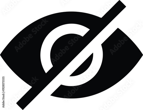 eye with slash privacy symbol silhouette vector illustration on transparent background
