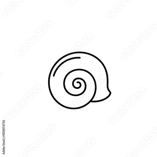 Minimalist line art illustration of a snail shell on a white background