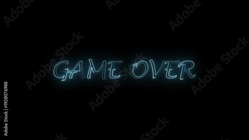 Game Over Neon Sign Black Background Text gaming