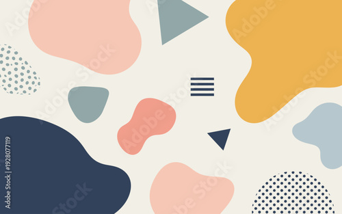 Abstract organic shapes and geometric in muted pastel and earthy tones