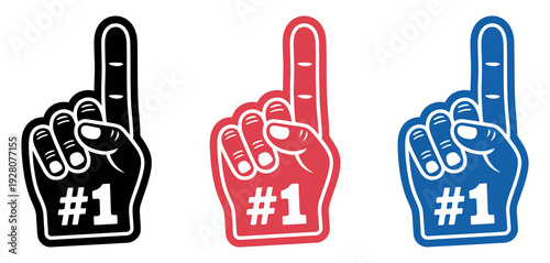 Foam finger hand icon vector showing number one gesture for sports fans cheering and team spirit