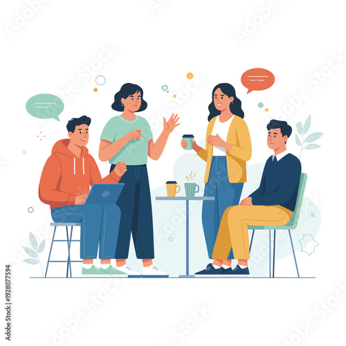 Diverse Group Collaborating in a Casual Setting people