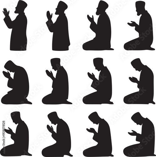 Namaz Silhouette – Muslim Prayer Illustration