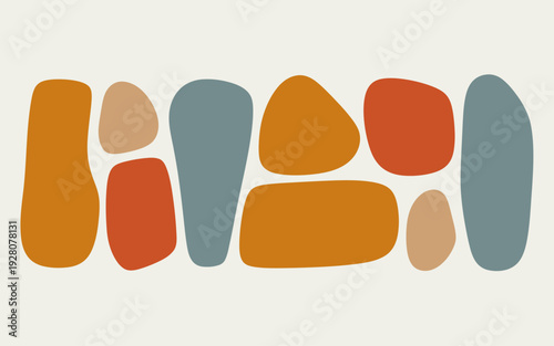 Organic Abstract Shapes in Earthy Tones Arranged in a Horizontal Pattern