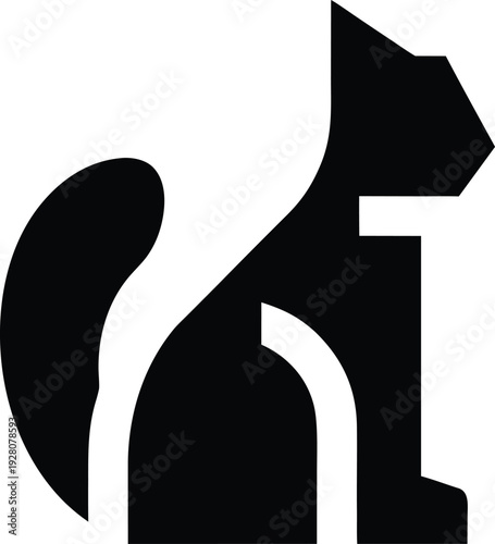 cat sitting silhouette vector illustration on transparent background