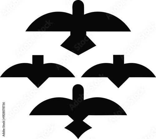 bird flying wings spread silhouette vector illustration on transparent background