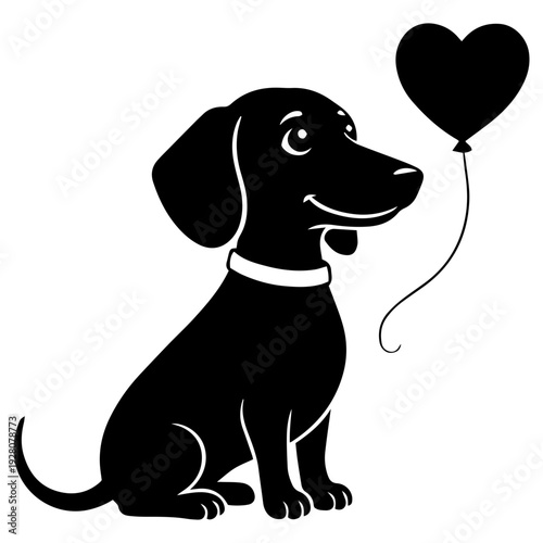 The loyal dreamer a harmonious fusion of elegant canine silhouettes and floating heart-shaped hope
