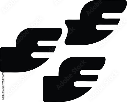 bird flying wings spread silhouette vector illustration on transparent background