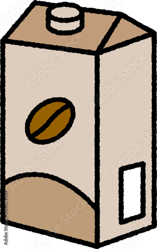 Handdrawn Cartoon Style Coffee Bean Milk Carton Box Illustration
