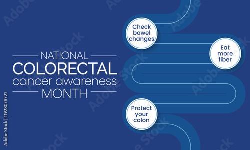 Colorectal Cancer awareness month is observed every year in March, is a disease in which cells in the colon or rectum grow out of control. Sometimes it is called colon cancer. Vector illustration
