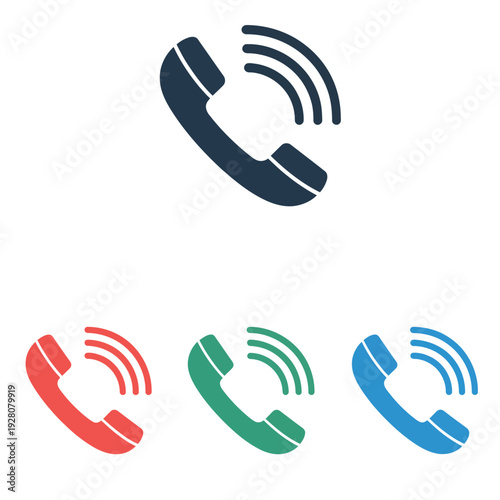Telephone handset vector icon set, simple flat style phone call communication symbols, contact and hotline call receiver icons, editable vector illustration, modern digital communication and customer 