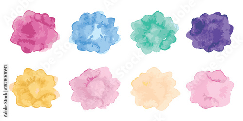 Set of colorful watercolor flower vector illustration elements isolated on white background for wedding invitations and creative floral design projects