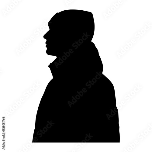 A black silhouette of a man's head and shoulders