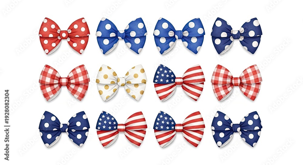 Fototapeta premium American patriotic ribbon bows for independence day