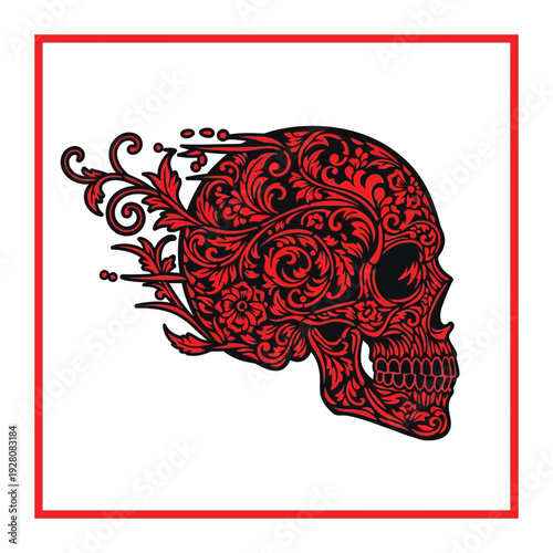 Wallpaper Mural A red skull with flames on the side Torontodigital.ca