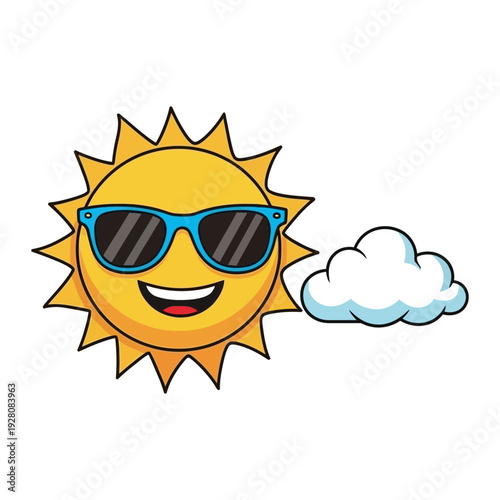 Wallpaper Mural A cartoon sun wearing sunglasses and blowing a cloud Torontodigital.ca