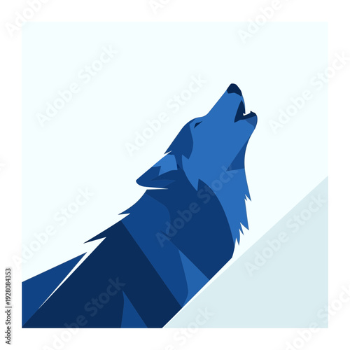 Wallpaper Mural A blue wolf howls at the moon in a geometric style Torontodigital.ca