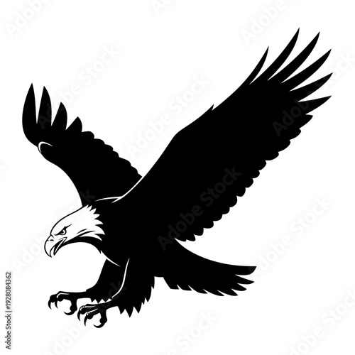 Wallpaper Mural A black silhouette of an eagle in flight with outstretched wings Torontodigital.ca