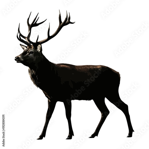 Wallpaper Mural A black silhouette of a deer with antlers Torontodigital.ca