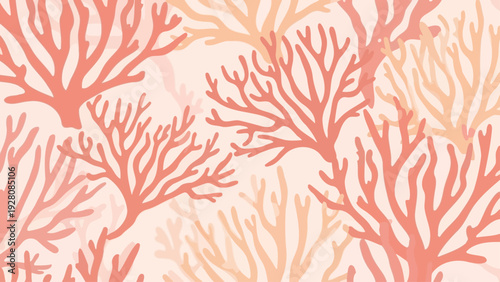 Beautiful seamless coral reef pattern with delicate underwater branches.