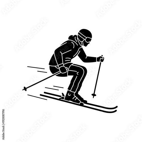 Para Alpine Skier Silhouette Disability Winter Sports Icon