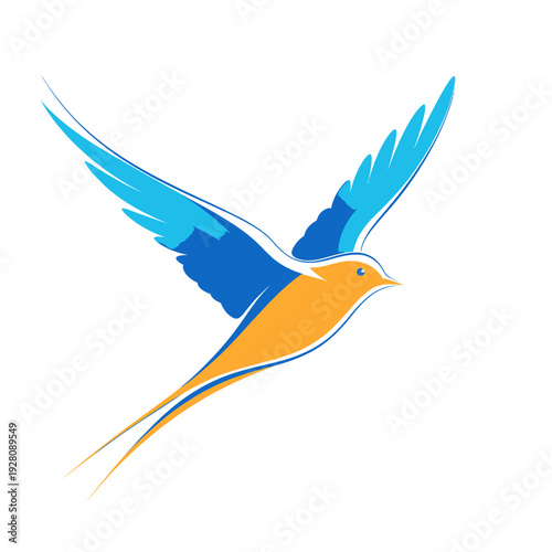 Vibrant bird in flight, soaring through the air with outstretched wings, an illustration of freedom and joy