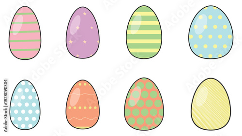 Colorful easter egg. Ornament easter eggs set. Painted Eggs. Vector.