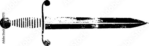 Dramatic sword and lightning in high contrast black and white ink art