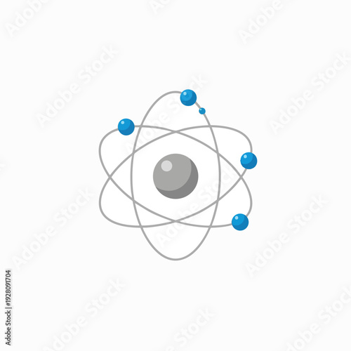 Atom model with orbiting electrons in a vector design; science and technology concept for educational and scientific use