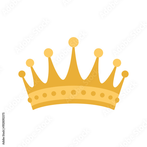 Golden crown with five points and pearl details royal