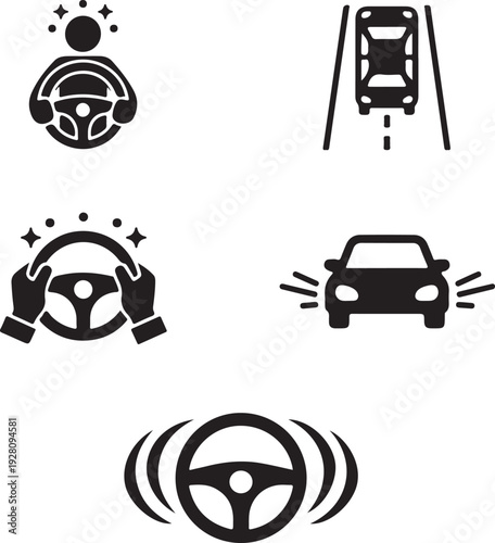 A set of icons related to autonomous vehicles