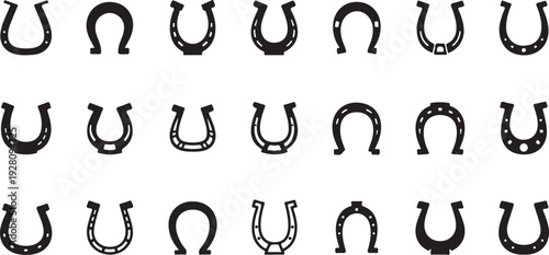 Good fortune horseshoe icon. Modern two color vector symbol on black and white background eps