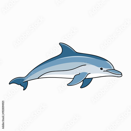 Blue cartoon dolphin vector illustration isolated marine mammal drawing aquatic sea life clip art friendly dolphin character design