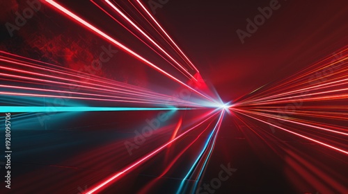Futuristic Red and Blue Light Trails Motion Blur Abstract Background