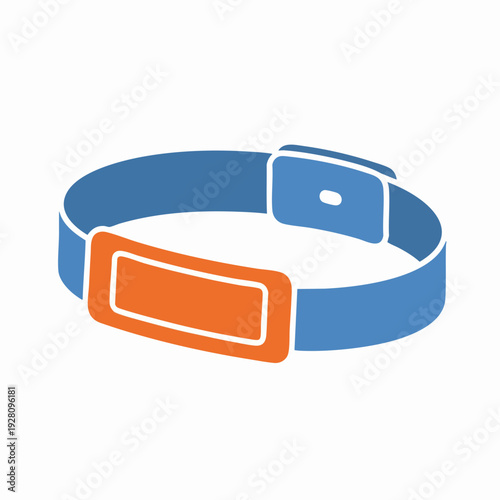 Blue smart fitness tracker with orange buckle stylish activity monitor for health tracking and wearable technology icon design