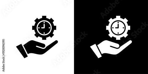 Time Management Icon Sheet Black And White