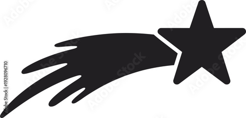 Shooting star silhouette, stylized cosmic vector, inspirational design illustration, aspiration symbol art, dynamic celestial streak, achievement icon, success inspiration graphic