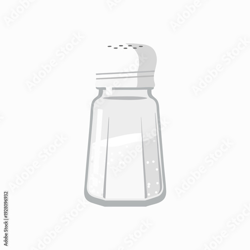 Cartoon salt shaker with minimalist design and smooth vector style for culinary applications; isolated condiment dispenser