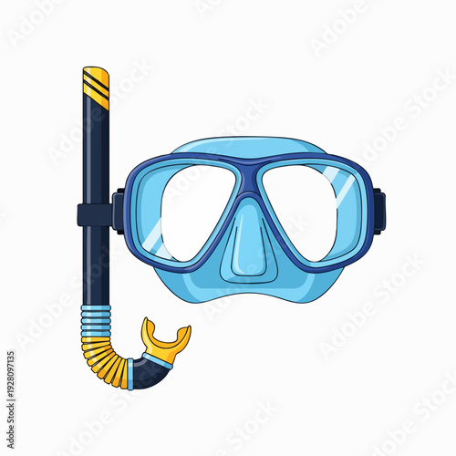 Cartoon style blue snorkel and diving mask perfect for summer vacation and underwater adventures creating aquatic fun for kids and adults alike