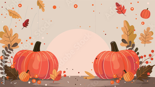 Festive autumn decor from pumpkins, berries and leaves, seasonal harvest arrangement with orange gourds and colorful foliage isolated on white background, cozy fall decoration concept for thanksgiving