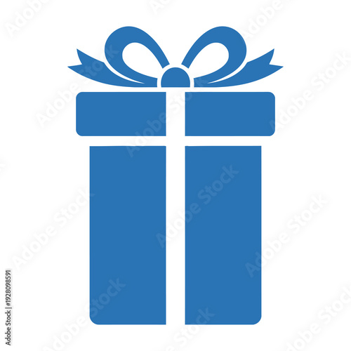 Bright blue gift box with elegant ribbon ready for celebration occasions