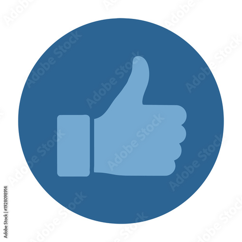 Modern flat thumb up icon symbolizes approval and positive feedback