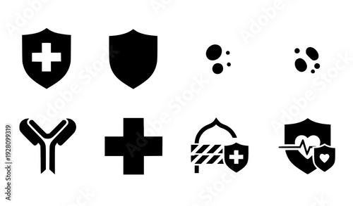 Immune Protection Icon Set Vector Illustration Collection