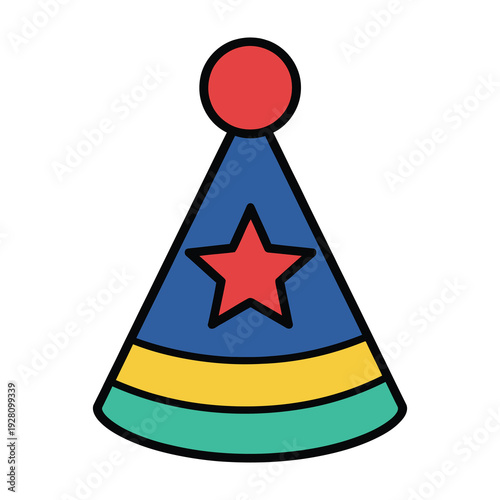 Colorful party hat celebrates festive occasions with bright star design