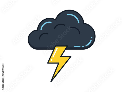 Dark cloud icon with a bright yellow lightning bolt descending