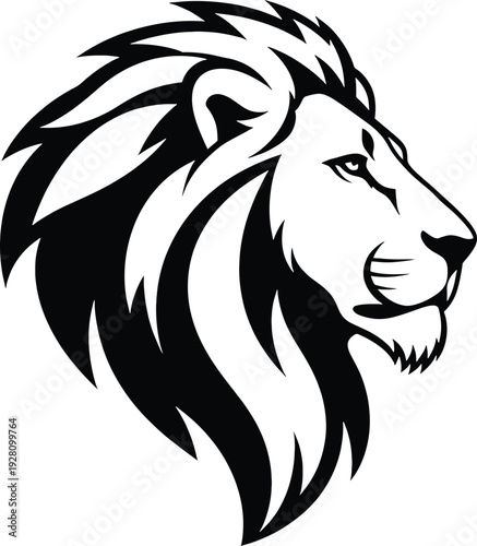 Lion Head Illustration Black White