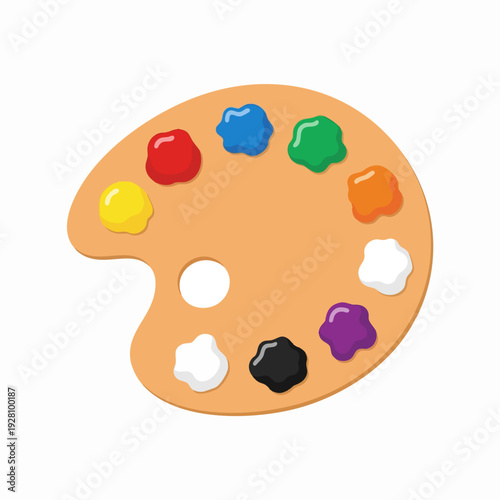 Color palette with vibrant acrylic paints flat vector illustration of art supplies for creative painting projects and design elements