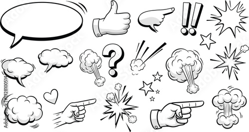 Comic speech bubbles with halftone shadows vector illustration sound effects pop art style set