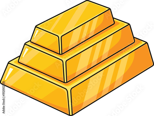 Gold bars stack illustration representing wealth and financial success with shiny metal texture and shading